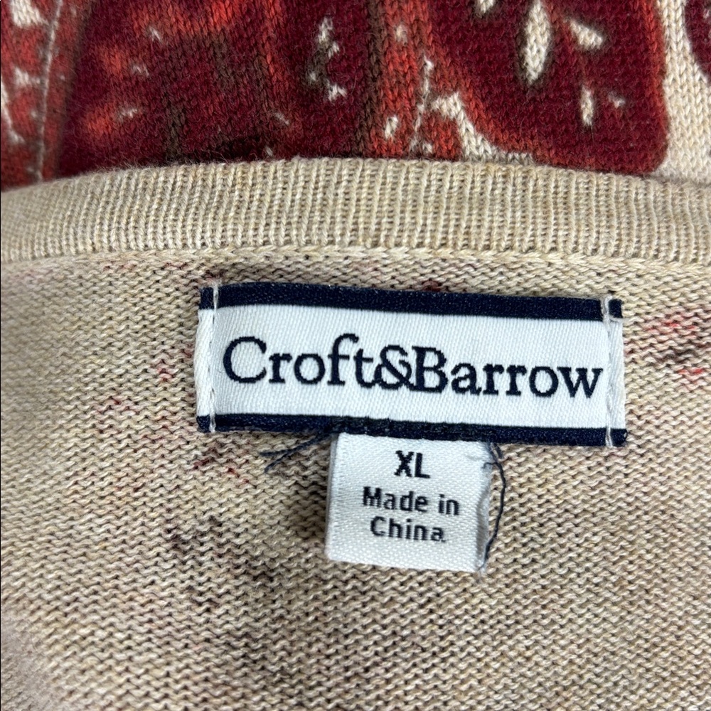 Croft & Barrow Burgundy Red and Cream Cardigan Sweater - Picture 7 of 8